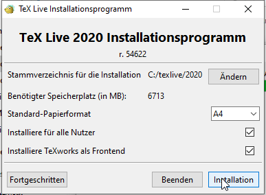 Installation von TeX Live 2020?